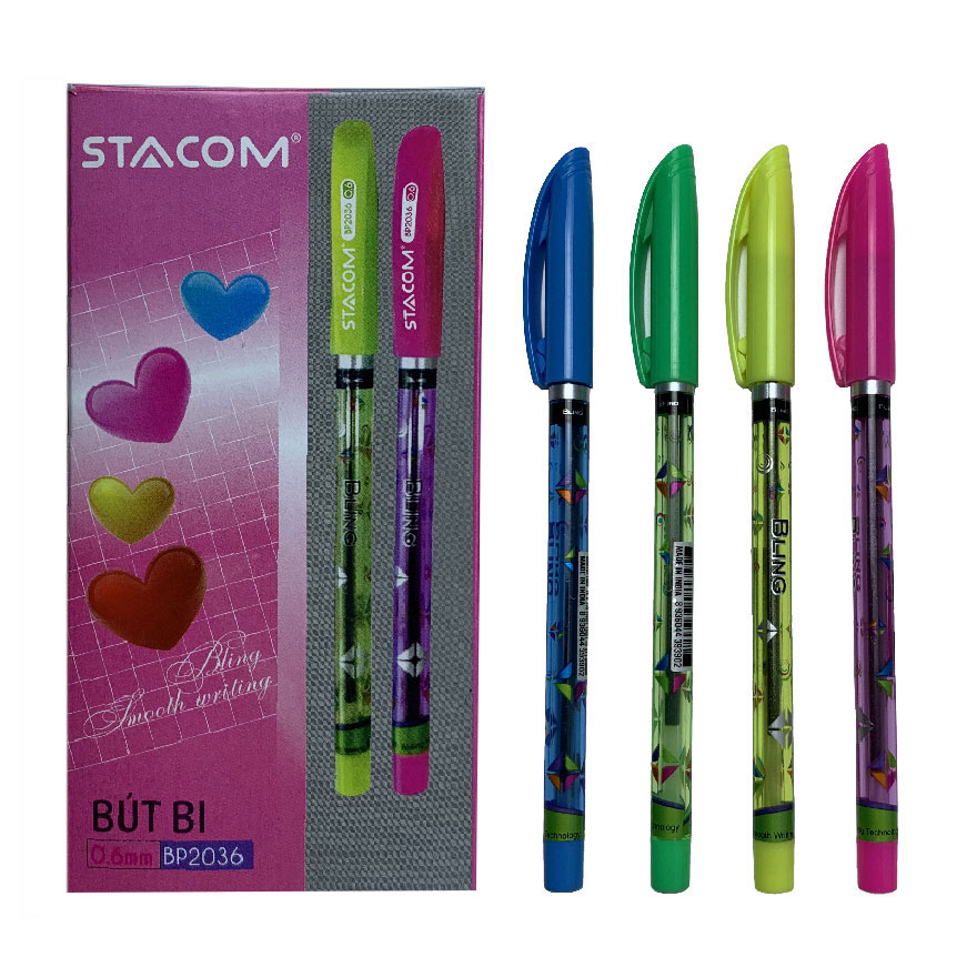 Bút bi thân màu, nắp đậy 0.6 mm- BP2036_C