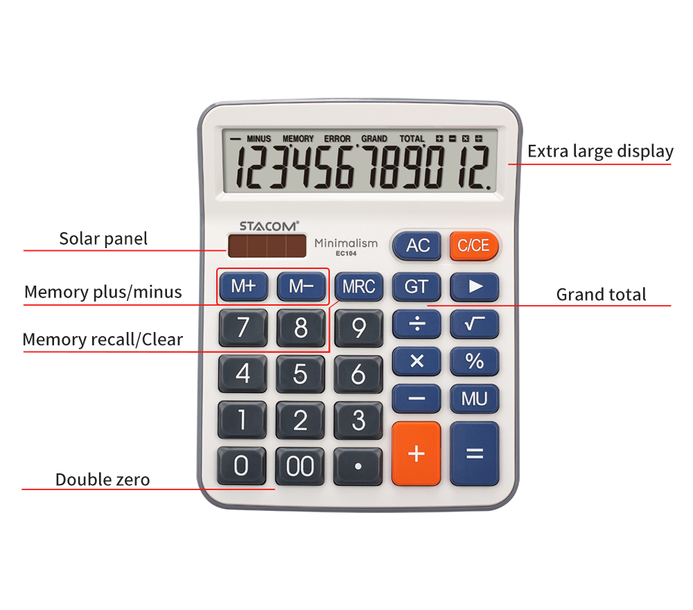 Máy tính 12 chữ số văn phòng - EC104 - Ảnh 3
