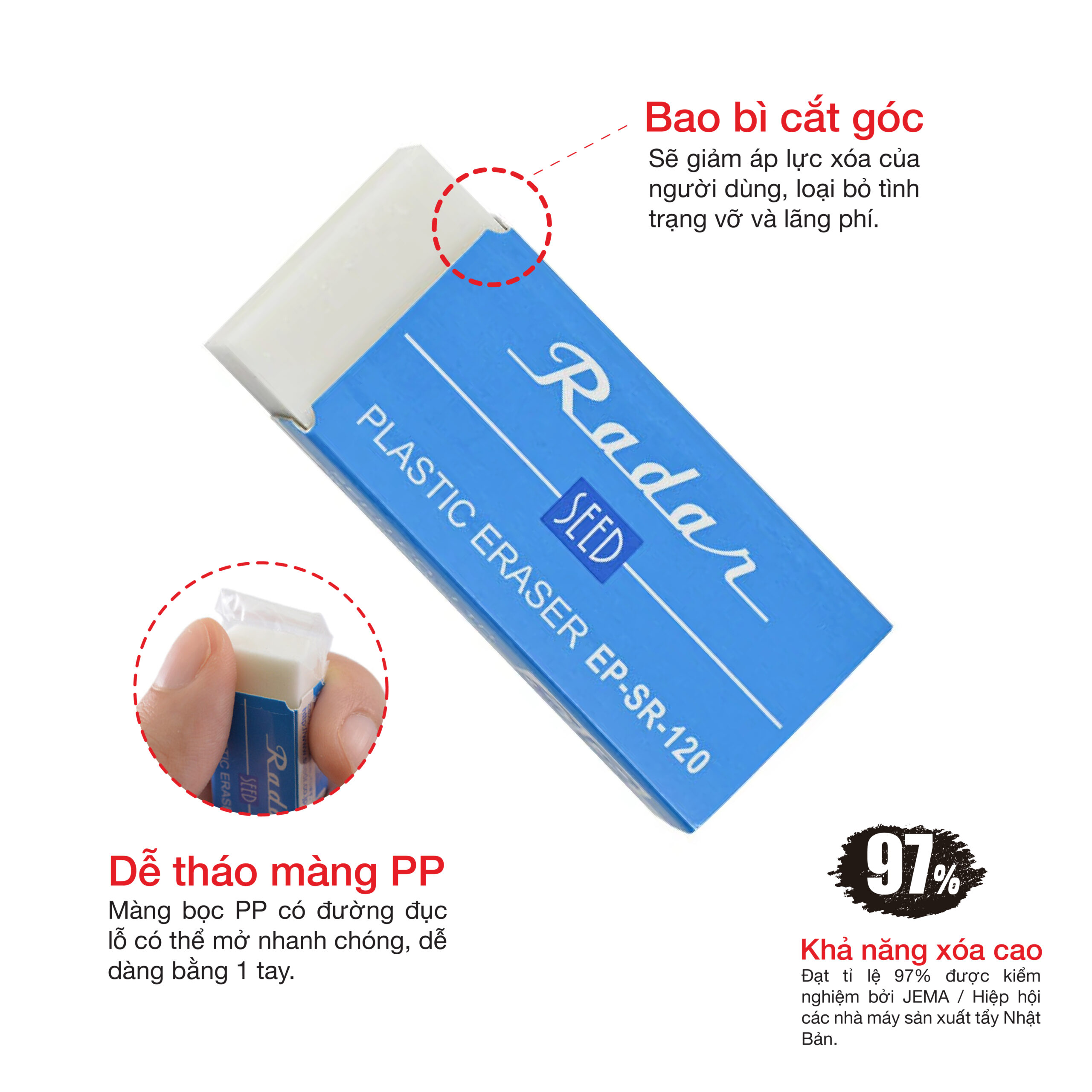 Gôm nhựa EP-SR-120 (55*24*12)mm, hiệu SEED - Ảnh 3