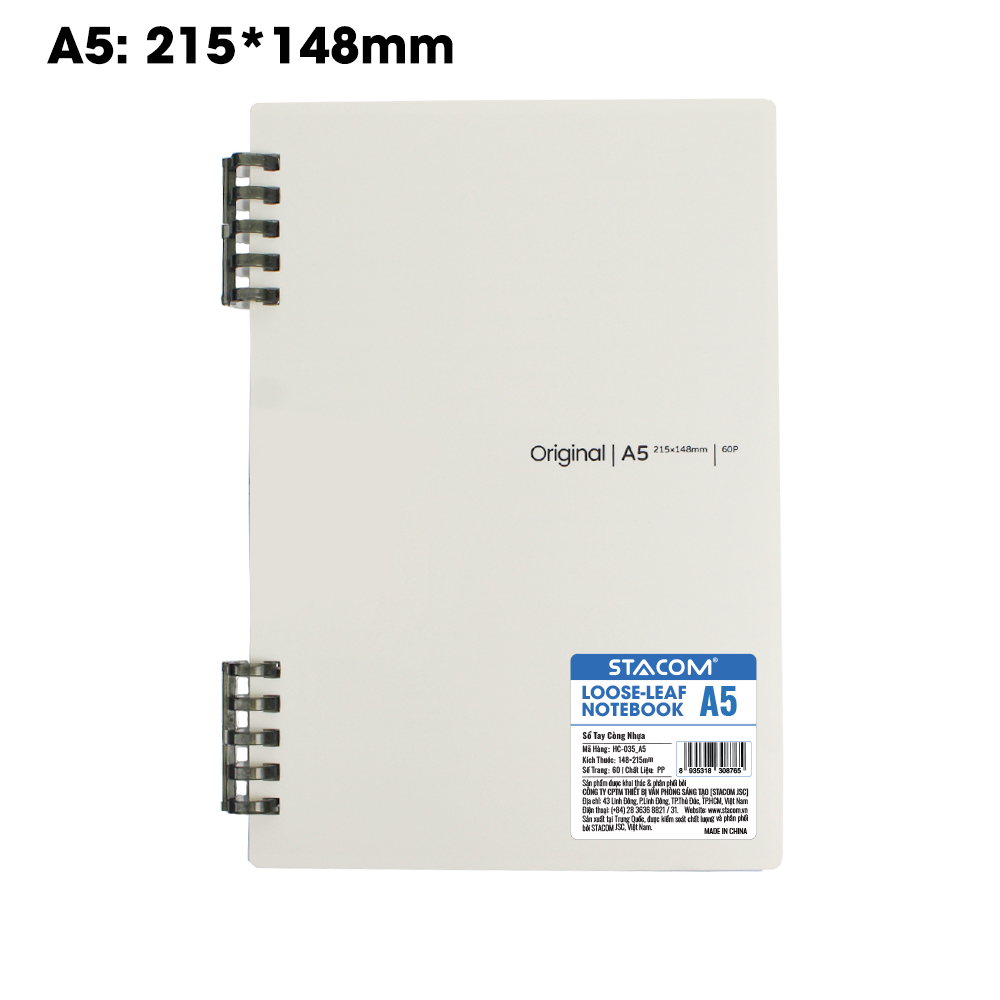 Sổ tay 60 trang 80gsm,(sổ còng nhựa)-HC035
