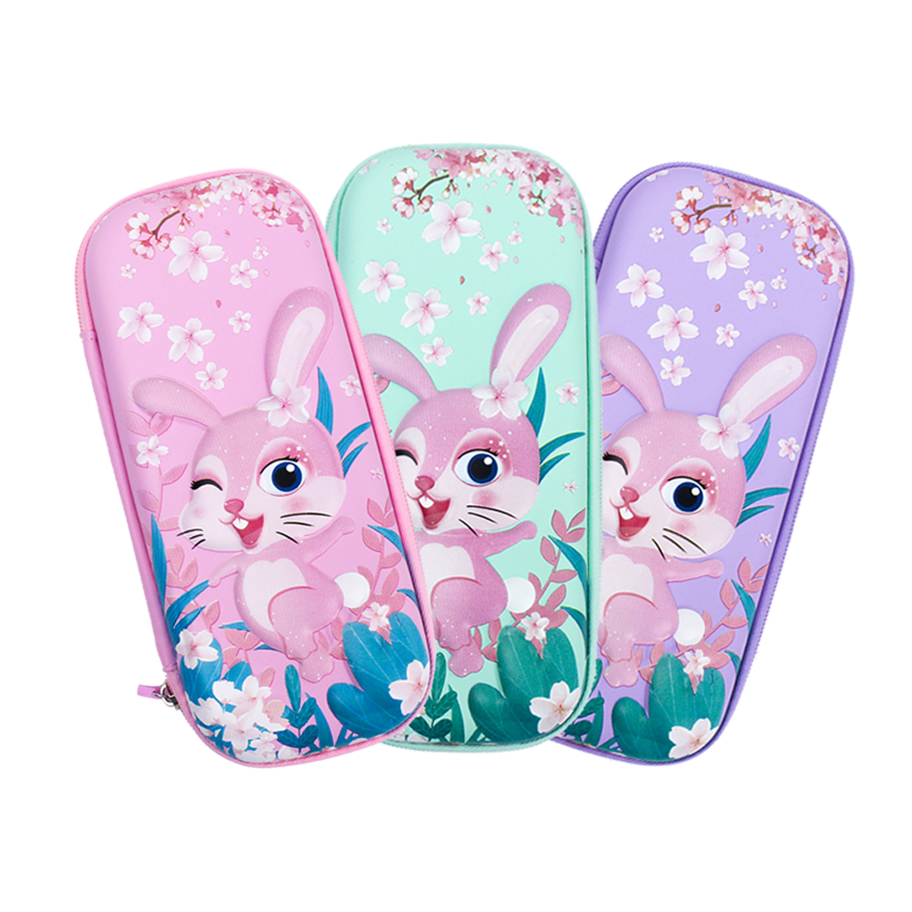 Hộp bút nhựa EVA cao cấp siêu bền họa tiết THỎ HỒNG xinh xắn phong cách KAWAII - PB_102E