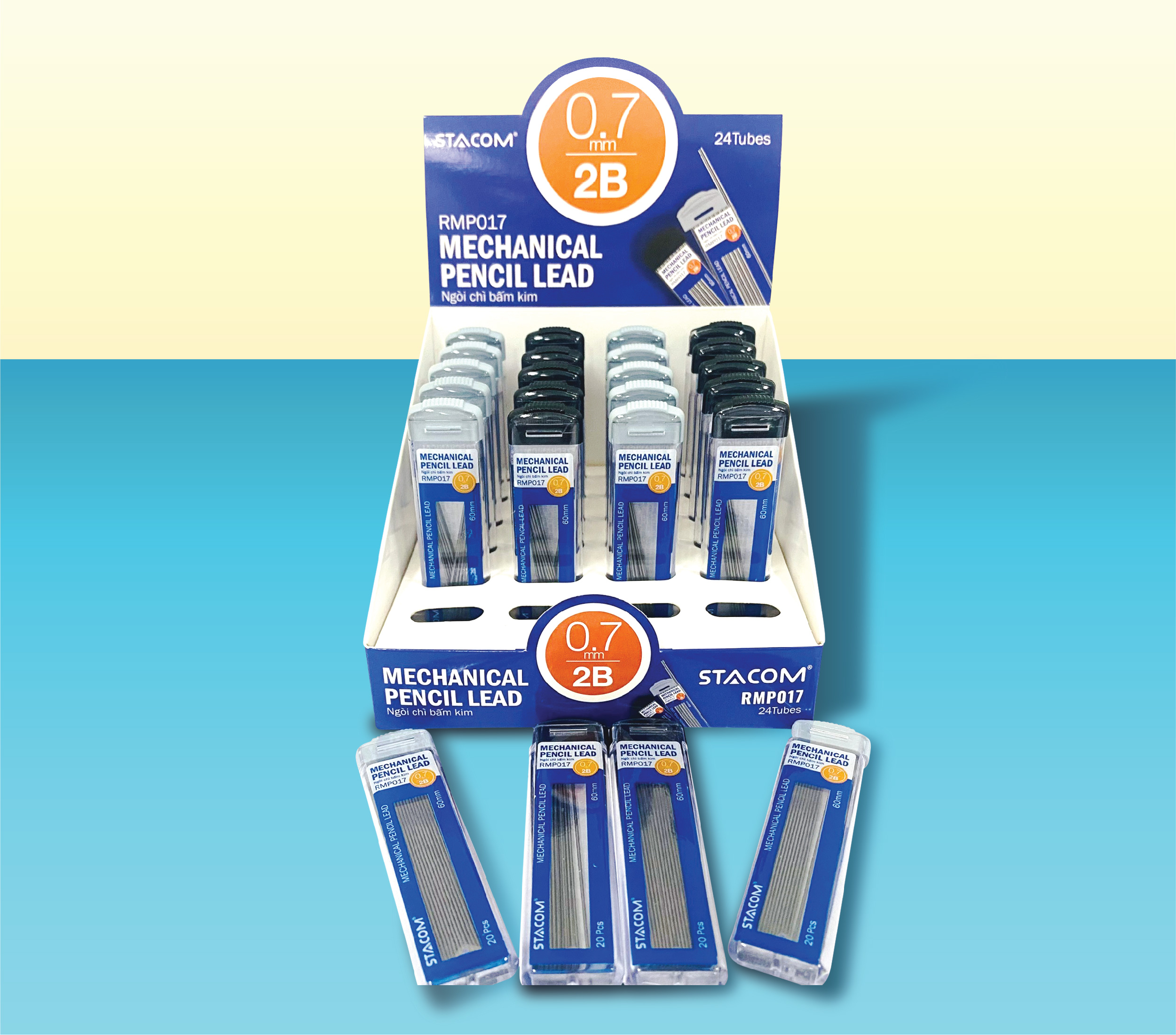 Ruột bút chì kim bấm 0.7mm- 2B-RMP017