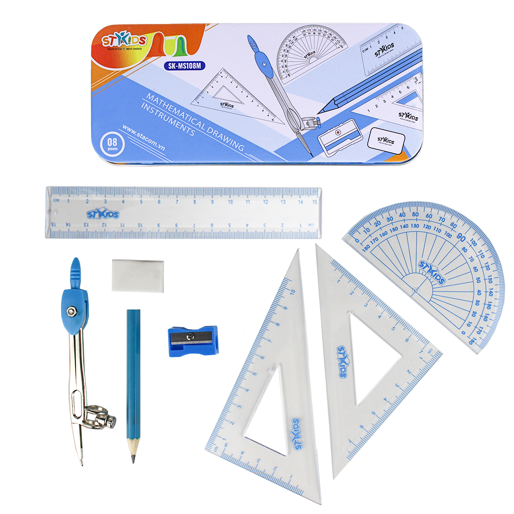 Hộp dụng cụ hình học STAKIDS, hộp thiếc- SK_MS108M