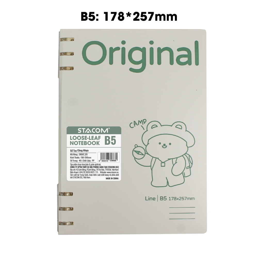 Sổ tay 40 trang 80gsm,(sổ còng nhựa)-SK007