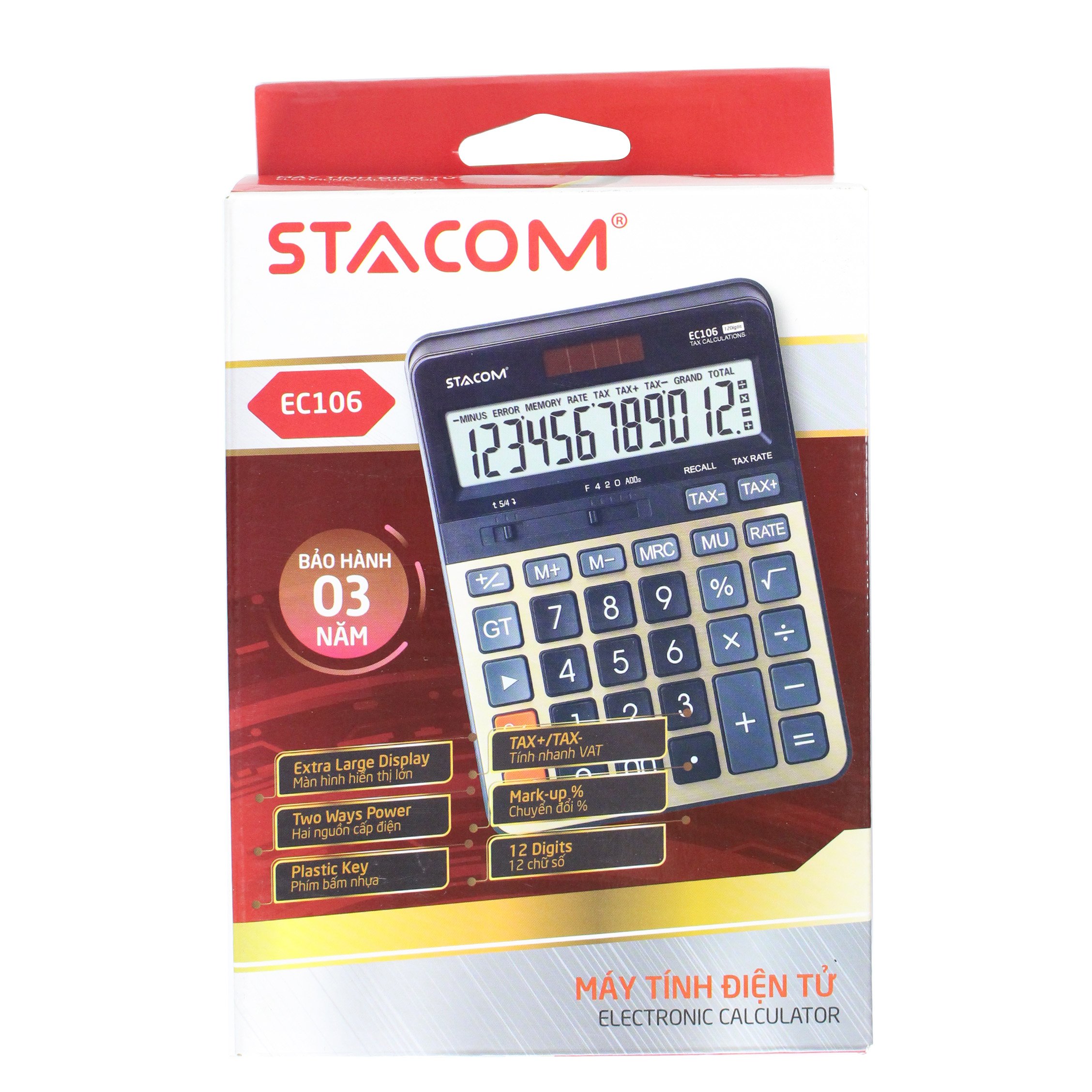 Máy tính 12 chữ số STACOM kích thước hiển thị lớn - EC106 - Ảnh 4