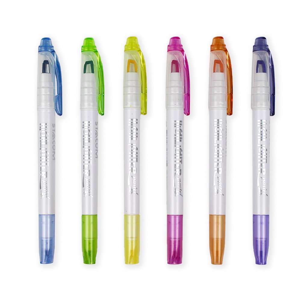 Bộ 6 cây bút dạ quang Pastel - 2 đầu (6 màu) - HL109P - Ảnh 6