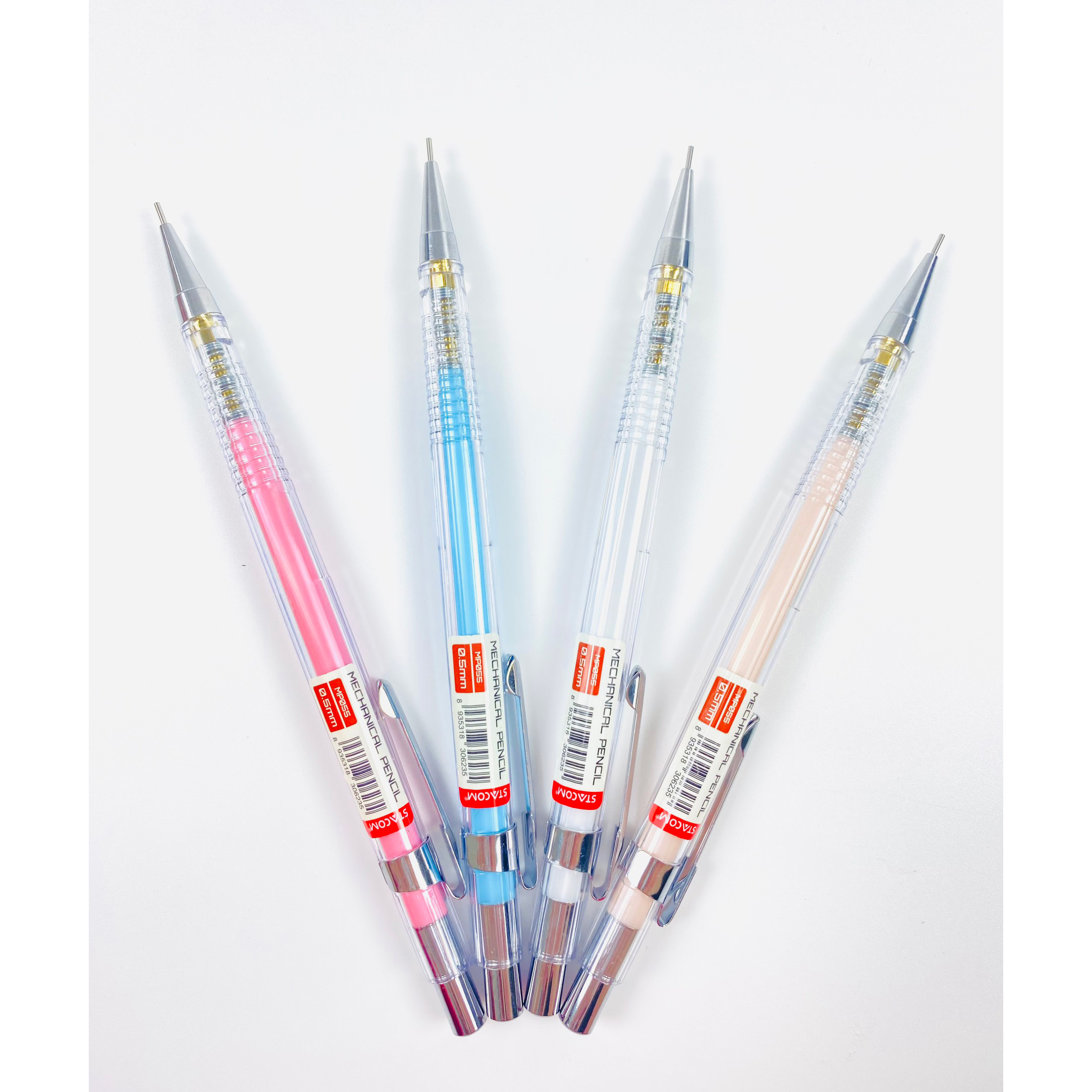 Bút chì kim bấm 0.5mm thân nhựa trong, có tẩy-MP055