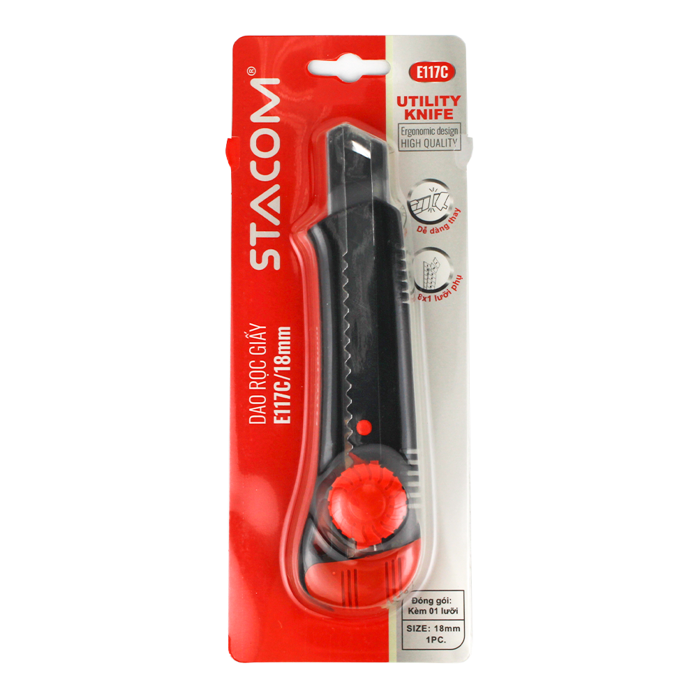 Dao rọc giấy công nghiệp lớn 2 lưỡi khóa vít vặn- E117C - Ảnh 7