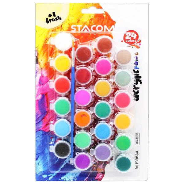 Bộ 24 màu Acrylic (5 ml), kèm cọ vẽ- POS05_24A