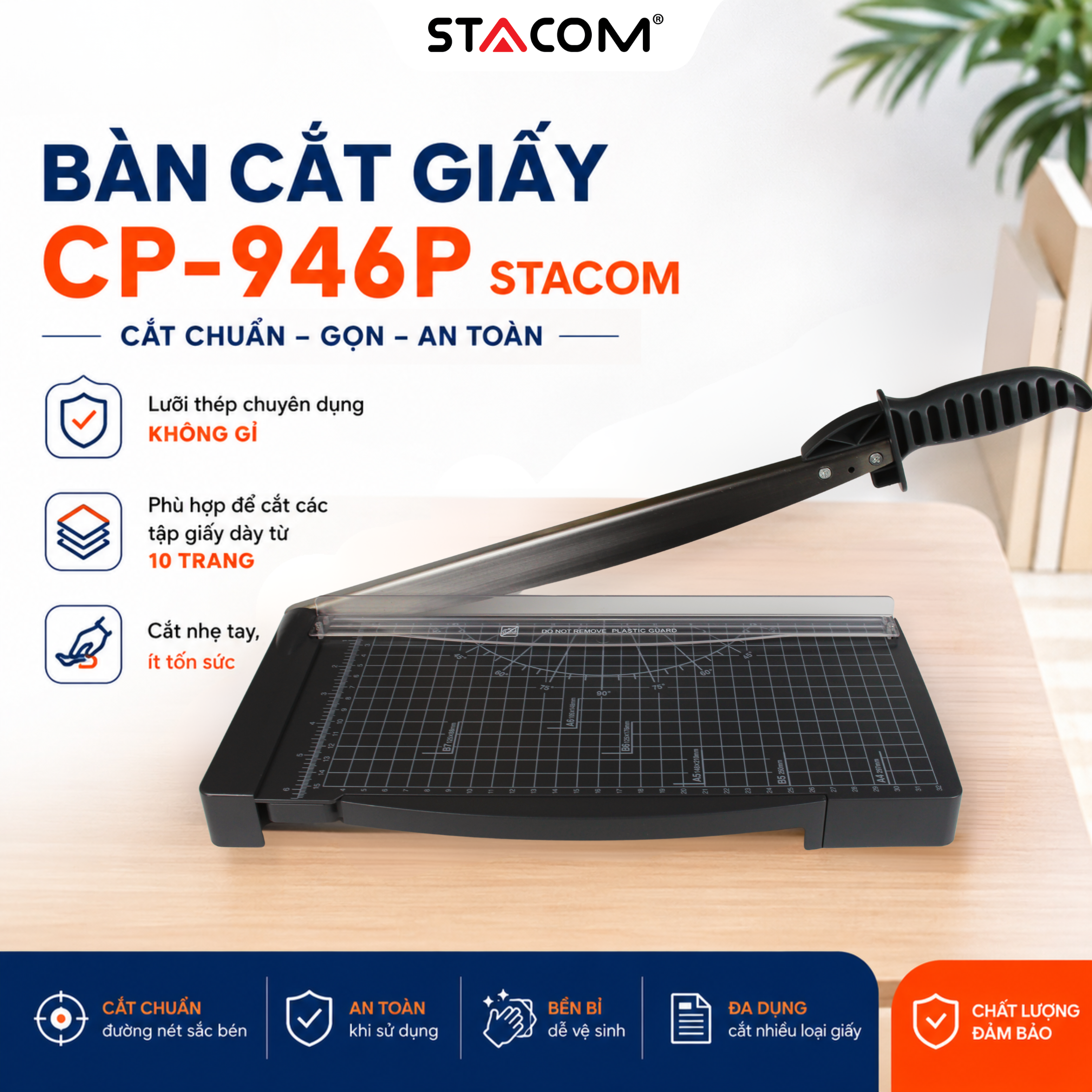 Bàn cắt giấy khổ A4 (không kèm dụng cụ cắt bo góc giấy)- CP946P