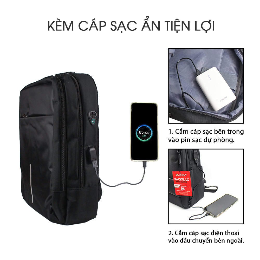 Balo đa năng 15”, tích hợp cổng sạc USB, quai cầm kim loại- ST103 - Ảnh 11